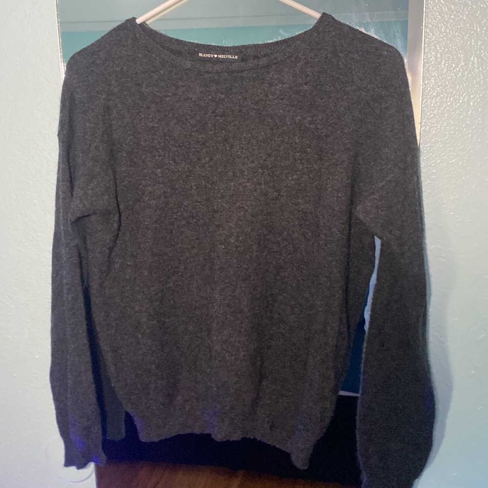 Brandy Melville 100% Cashmere Charcoal Gray Scoop Neck Sweater